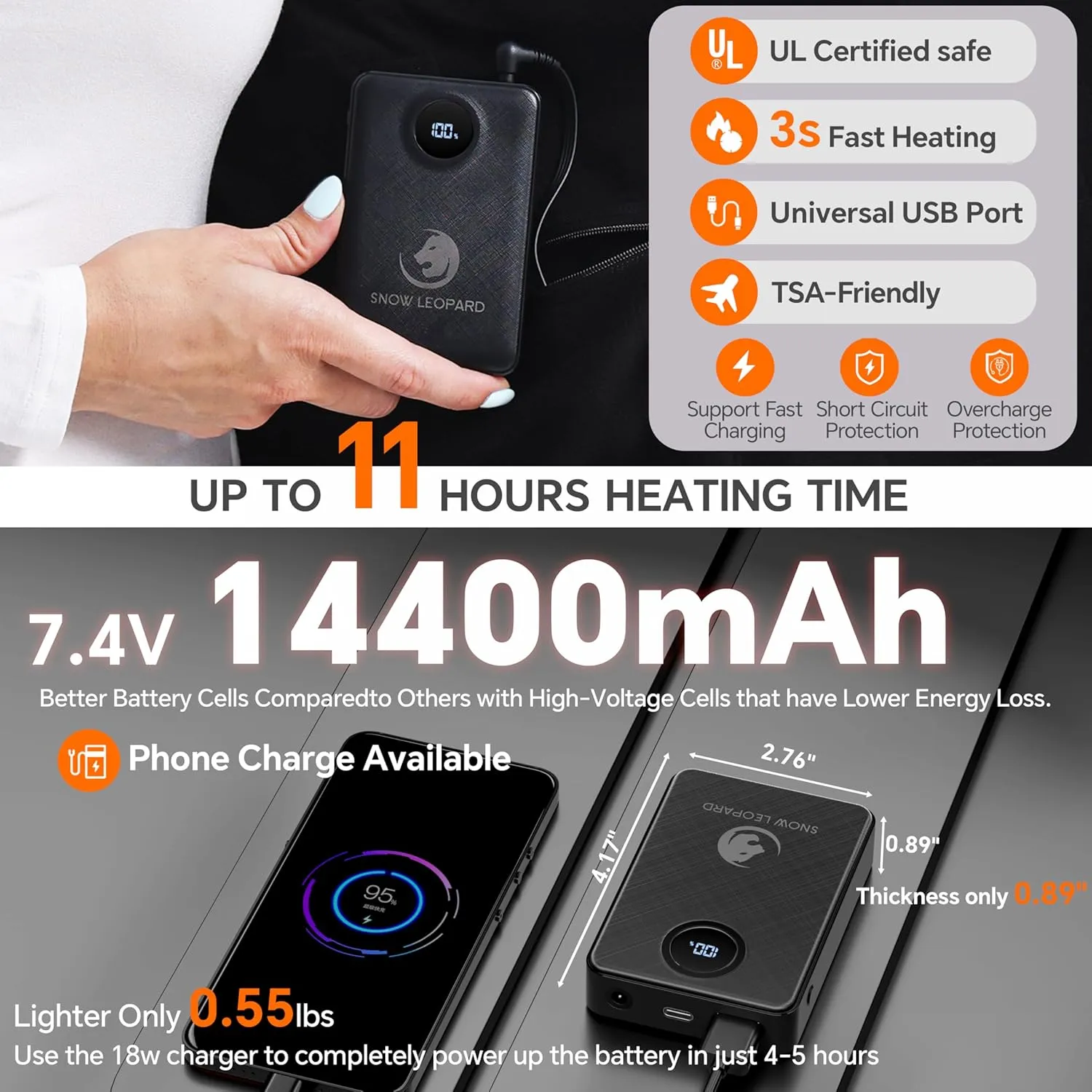 SNOW LEOPARD Women’s Heated Vest with Battery Pack Included, Polar Fleece 7.4V Smart Electric Lightweight Heating Vest