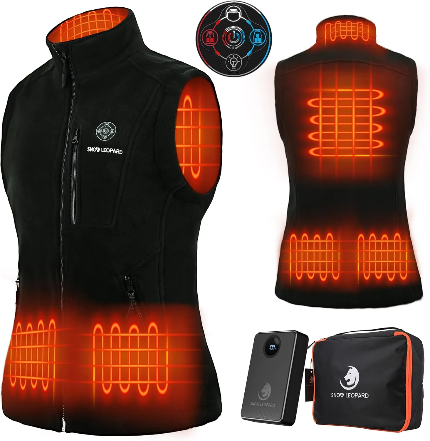 SNOW LEOPARD Women’s Heated Vest with Battery Pack Included, Polar Fleece 7.4V Smart Electric Lightweight Heating Vest