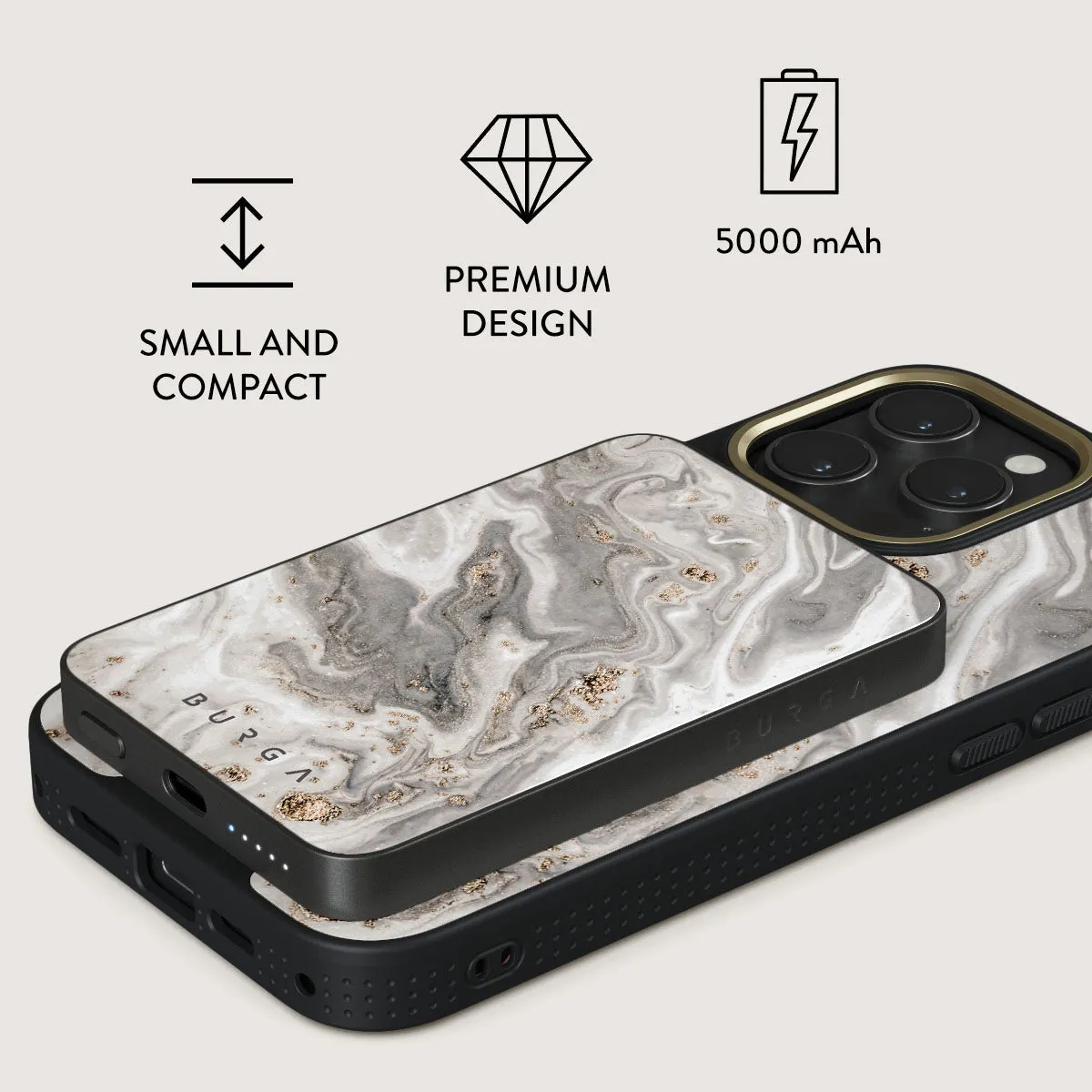 Snowstorm - Grey Marble Magnetic Power Bank