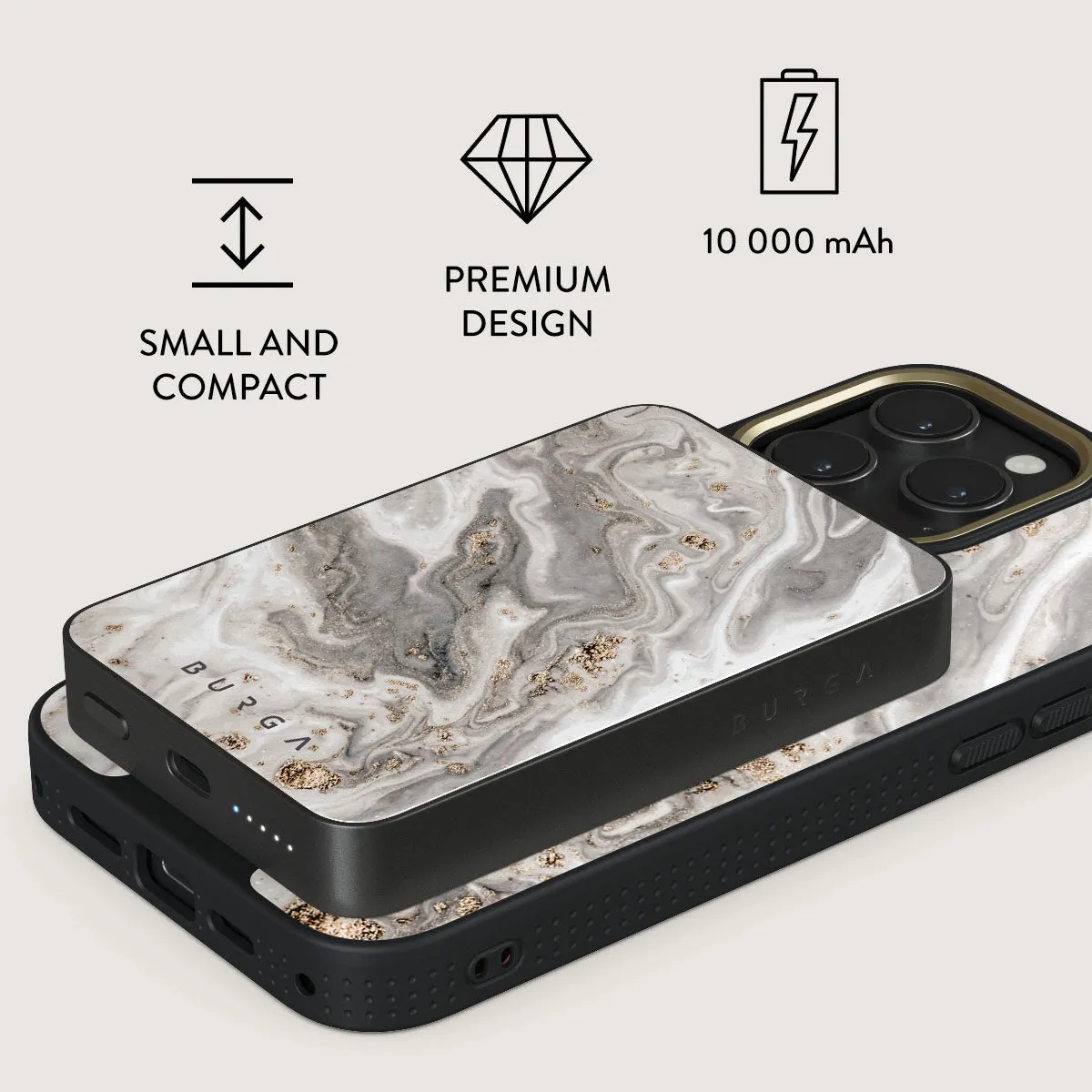 Snowstorm - Grey Marble Magnetic Power Bank