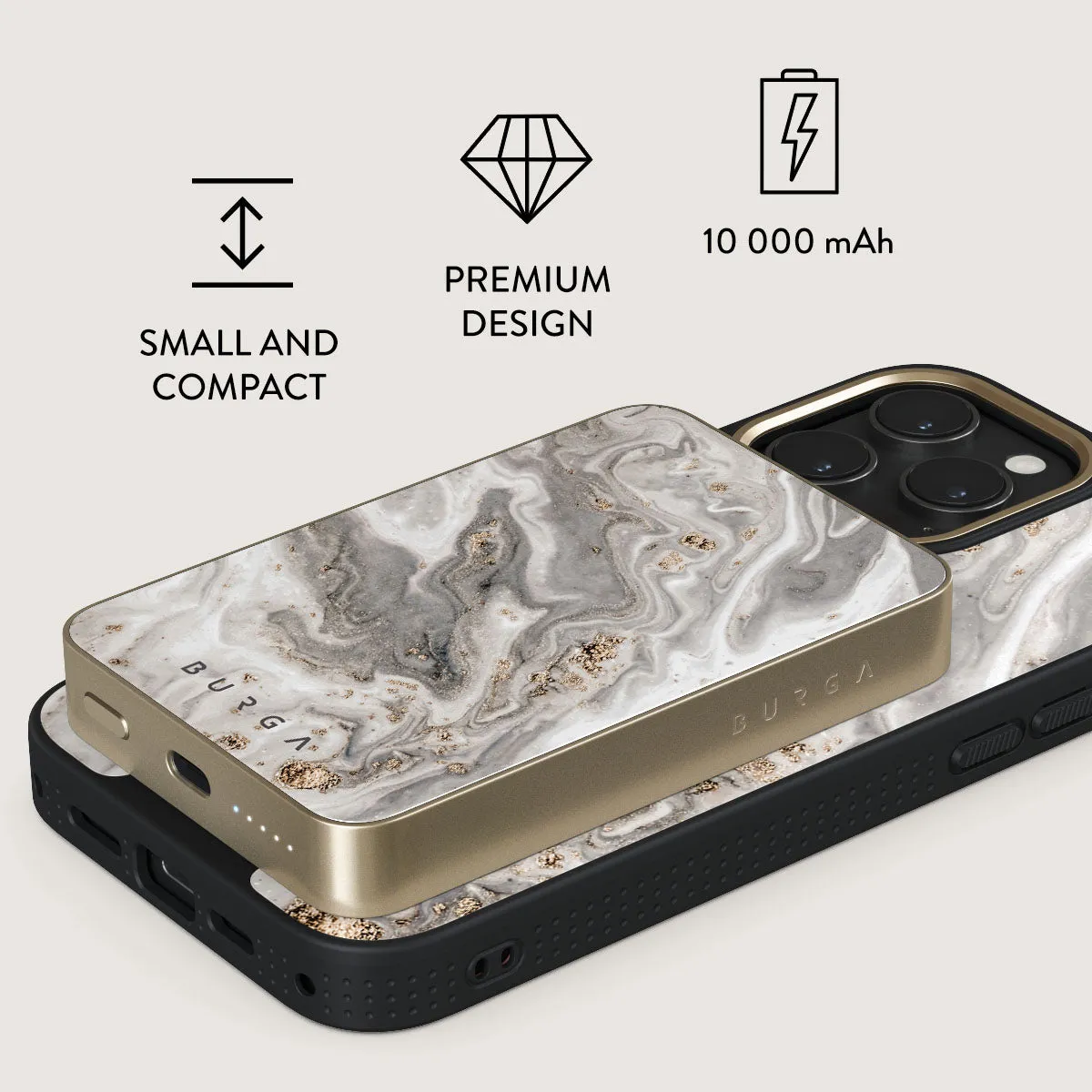 Snowstorm - Grey Marble Magnetic Power Bank