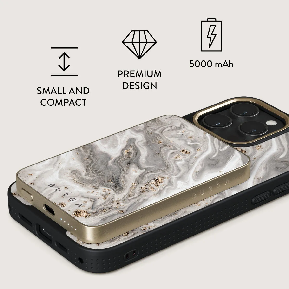 Snowstorm - Grey Marble Magnetic Power Bank