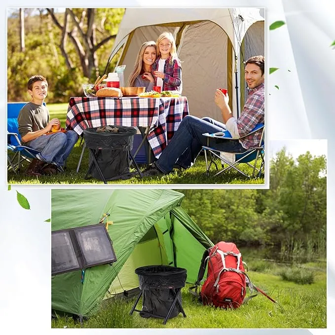Soaoo 2 Pcs Portable Toilet for Camping 330 lb Weight Capacity Portable Camping Toilets with Soft Seat Toilet Bags Stainless Steel Folding Toilet Car Camp Toilet for Adults Camping Hiking Travel
