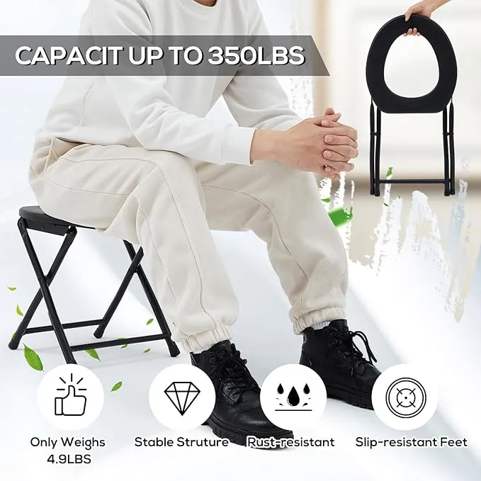 Soaoo 2 Pcs Portable Toilet for Camping 330 lb Weight Capacity Portable Camping Toilets with Soft Seat Toilet Bags Stainless Steel Folding Toilet Car Camp Toilet for Adults Camping Hiking Travel