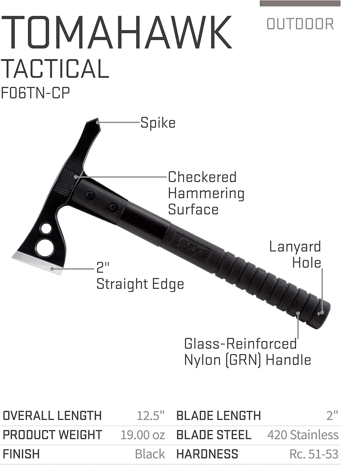 SOG FastHawk- Lighter, Faster, Agile Throwing Hatchet (F06TN-CP) & Entrenching Tool- 18.25 Inch Folding Survival Shovel with Wood Saw Edge and Tactical Shovel Carry Case- Black (F08-N)