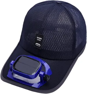 Solar Fan Baseball Cap Summer UV Protection Wide Brim Sun Hat Mesh Beach Hats, Solar Powered/USB Charging
