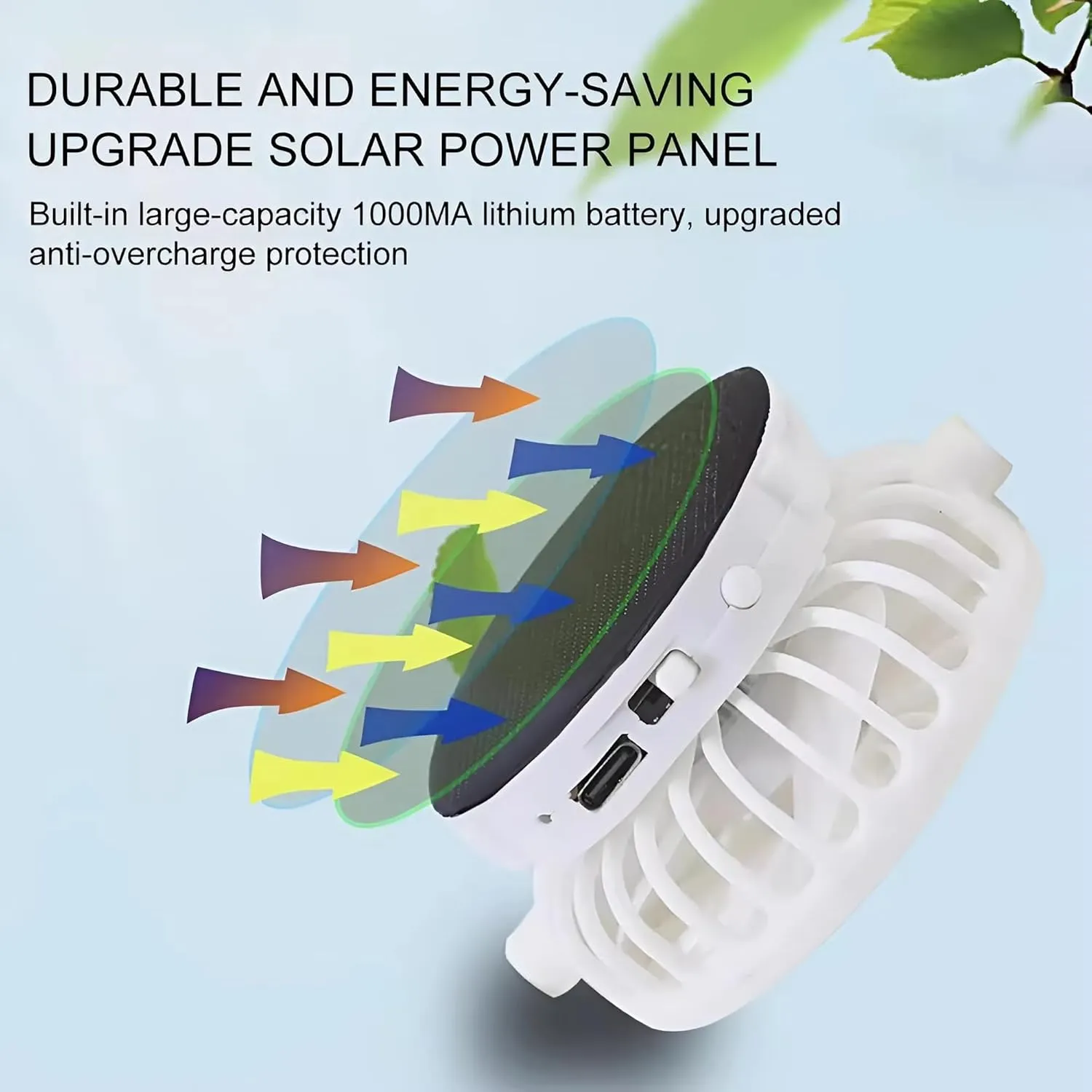 Solar Fan Baseball Cap - UV Protection Wide Brim Mesh Hat with Solar & USB Power for Outdoor Heat Relief