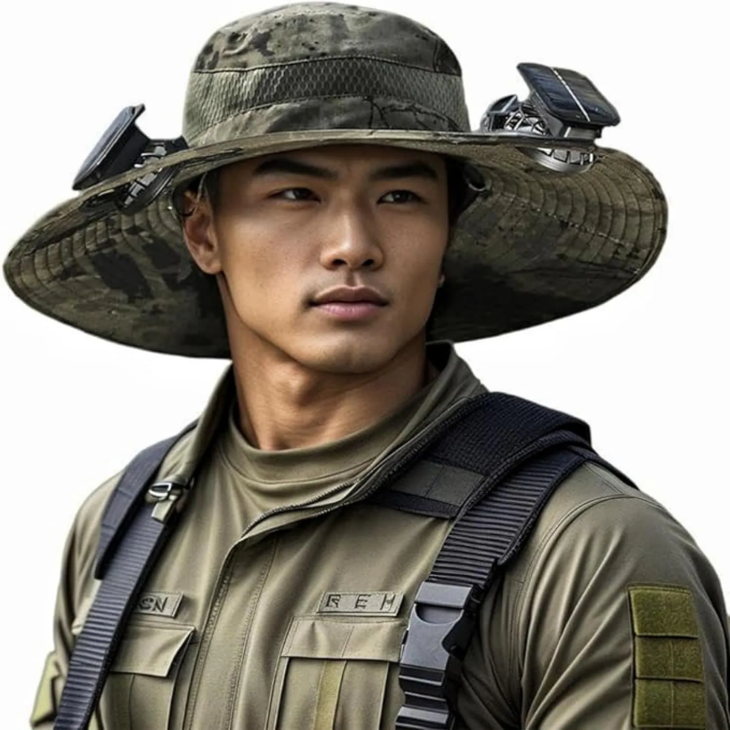 Solar Fan Hat Breathable Wide Brim Sun Hat for Men Women Sun Bucket Fishing Hats with 2 Solar Fan UPF 50  Outdoor