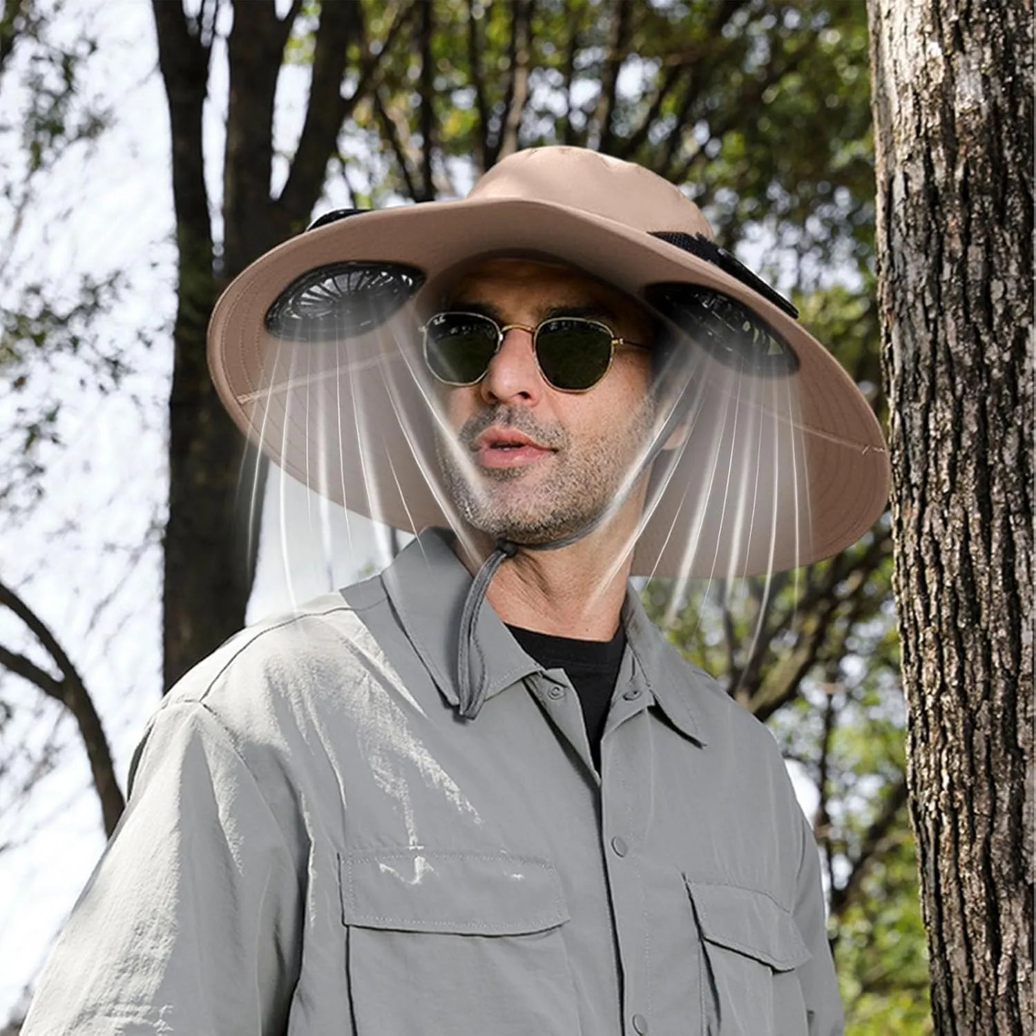 Solar Fan Hat for Men, Wide Brim Solar Fan Hat Outdoor Fishing, Solar Powered Fan Hats, Bucket Hats Built in Fans