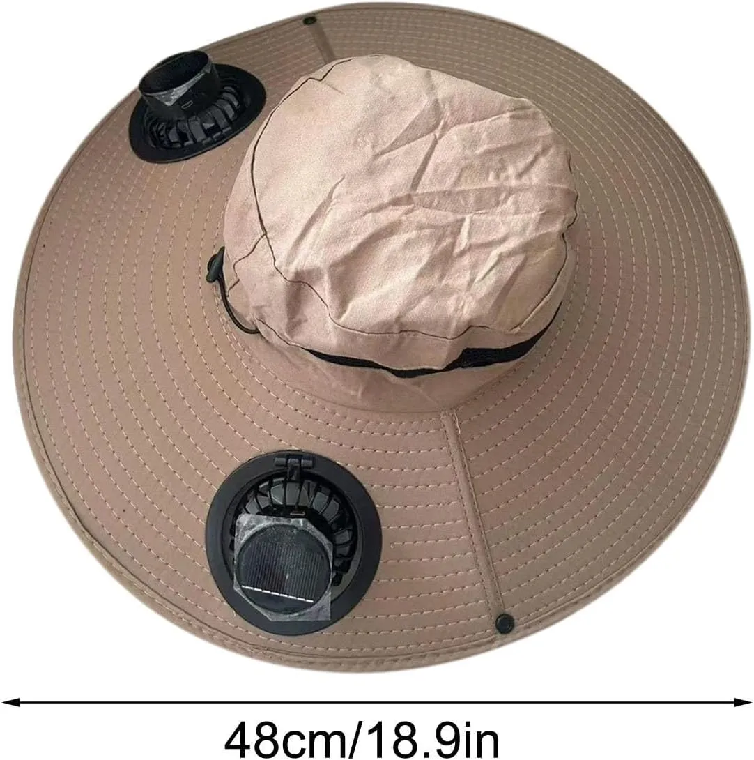 Solar Fan Hat for Men, Wide Brim Solar Fan Hat Outdoor Fishing, Solar Powered Fan Hats, Bucket Hats Built in Fans