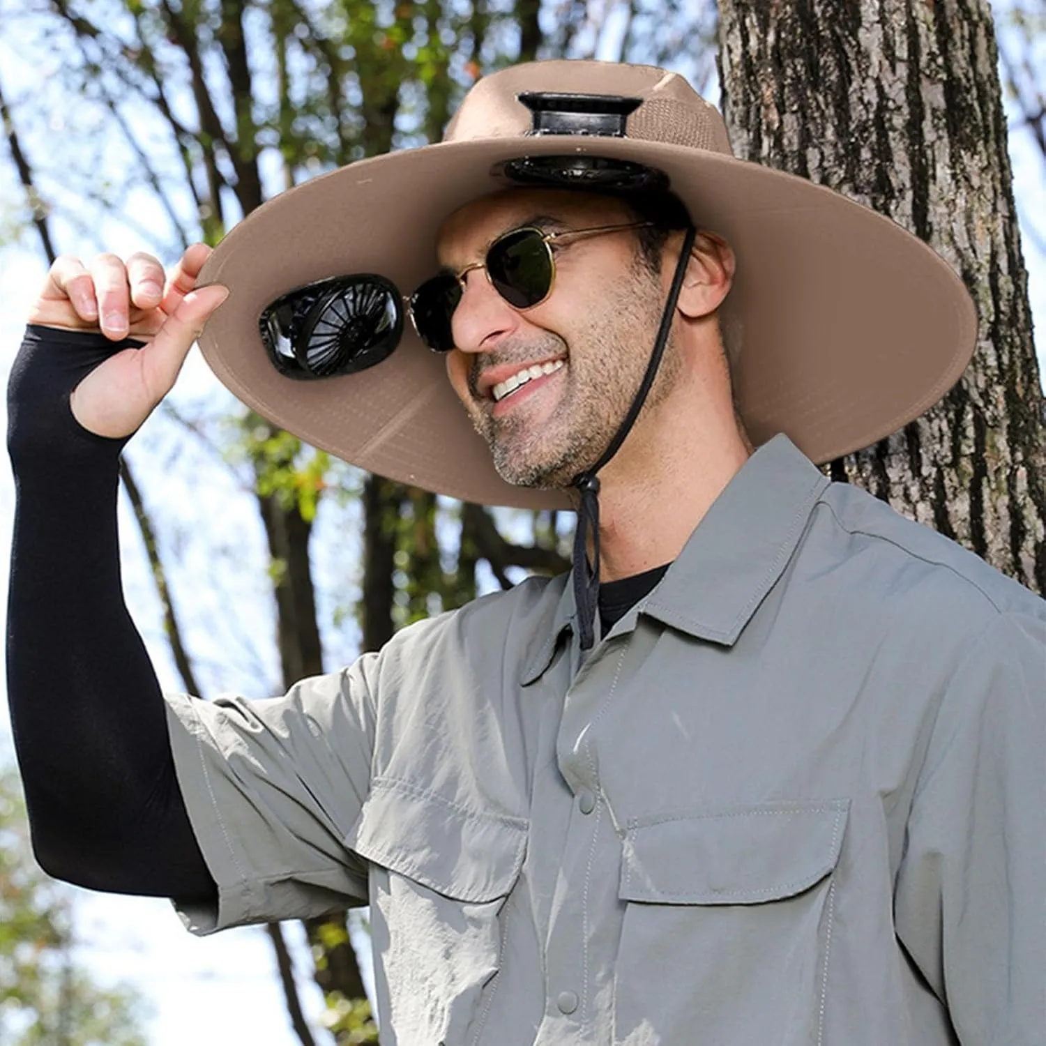 Solar Fan Hat for Men, Wide Brim Solar Fan Hat Outdoor Fishing, Solar Powered Fan Hats, Bucket Hats Built in Fans