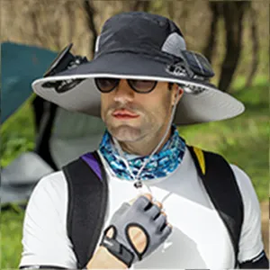 Solar Fan Hat for Men Women Wide Brim Solar Fan Sun Hat Outdoor Fishing Ultralight Solar Fan Sunhats for Uv Protection