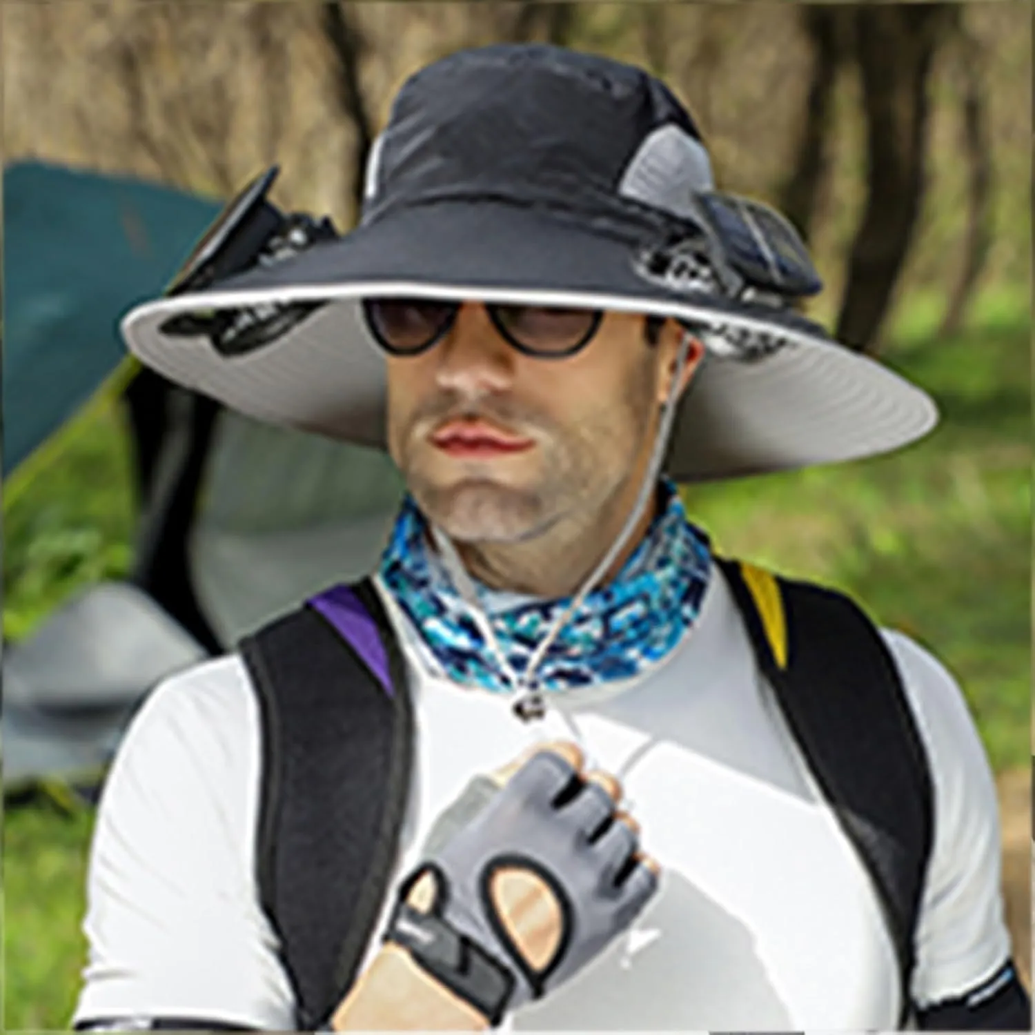 Solar Fan Hat for Men Women Wide Brim Solar Fan Sun Hat Outdoor Fishing Ultralight Solar Fan Sunhats for Uv Protection