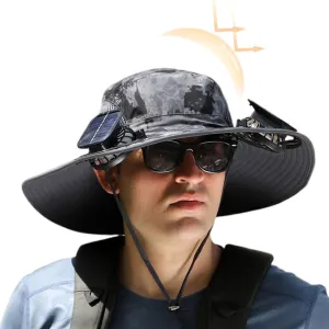 Solar Fan Hat for Men Women,Wide Brim Solar Fans Hat Outdoor Fishing,Fans Hats Fishing & Beach Hats with Fan Built in
