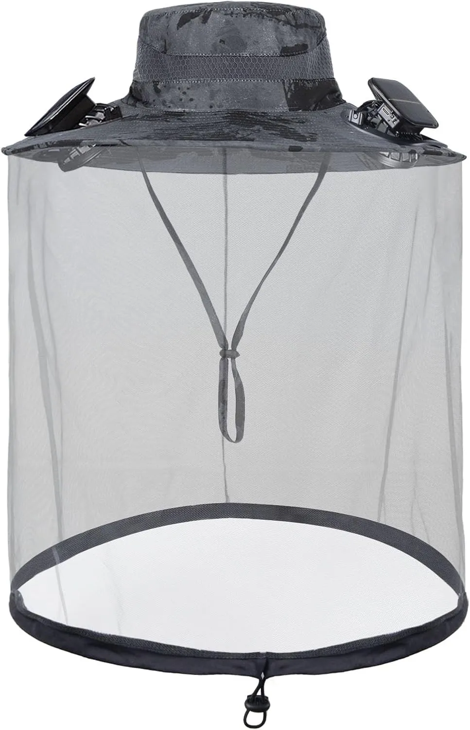 Solar Fan Hat with Mosquito Net, Wide Brim Sun Hat with 2 Solar Powered Fans, Fishing Hat with Solar Fans for Men Women