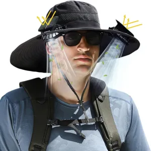 Solar Fan Hat,Hat with Fans Solar Power,Solar Fan Hats for Men,Wide Brim Fishing,Outdoor Hiking Cap with Built-in Solar Fans,Ideal for Camping and Sun Protection(Black)