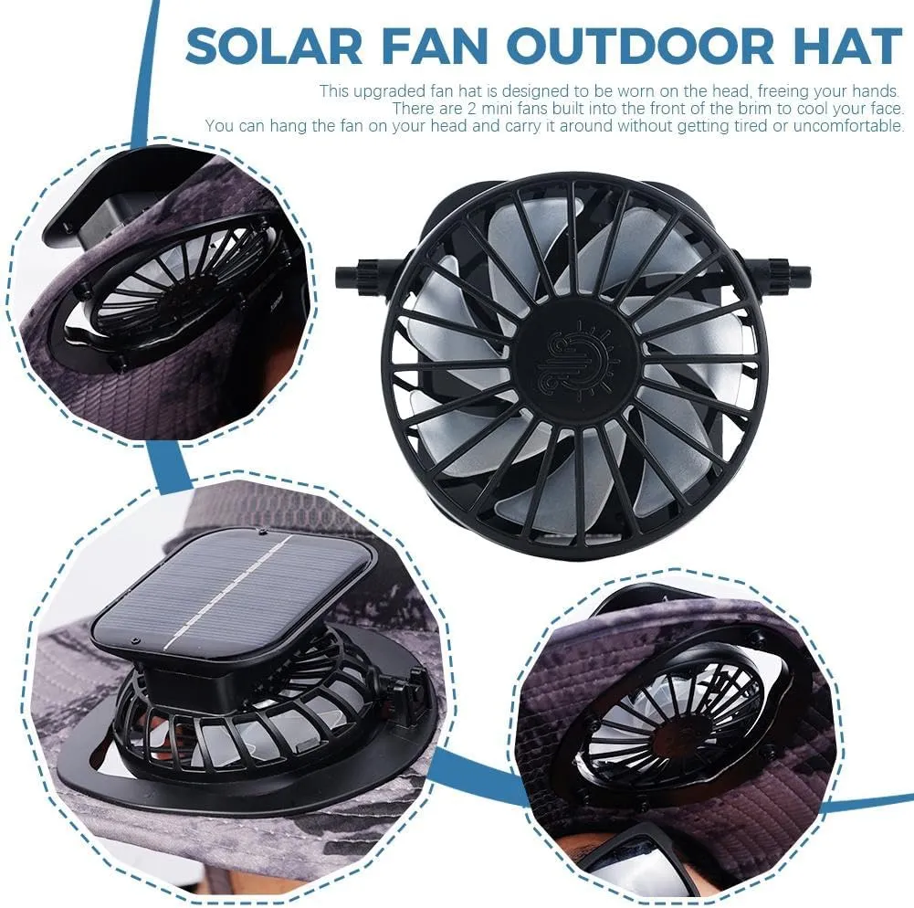 Solar Fan Hat,Outdoor Wide Brim Sun Hat with 2 Solar Fan,UV Protection Hiking Camping Fishing Hat for Men and Women