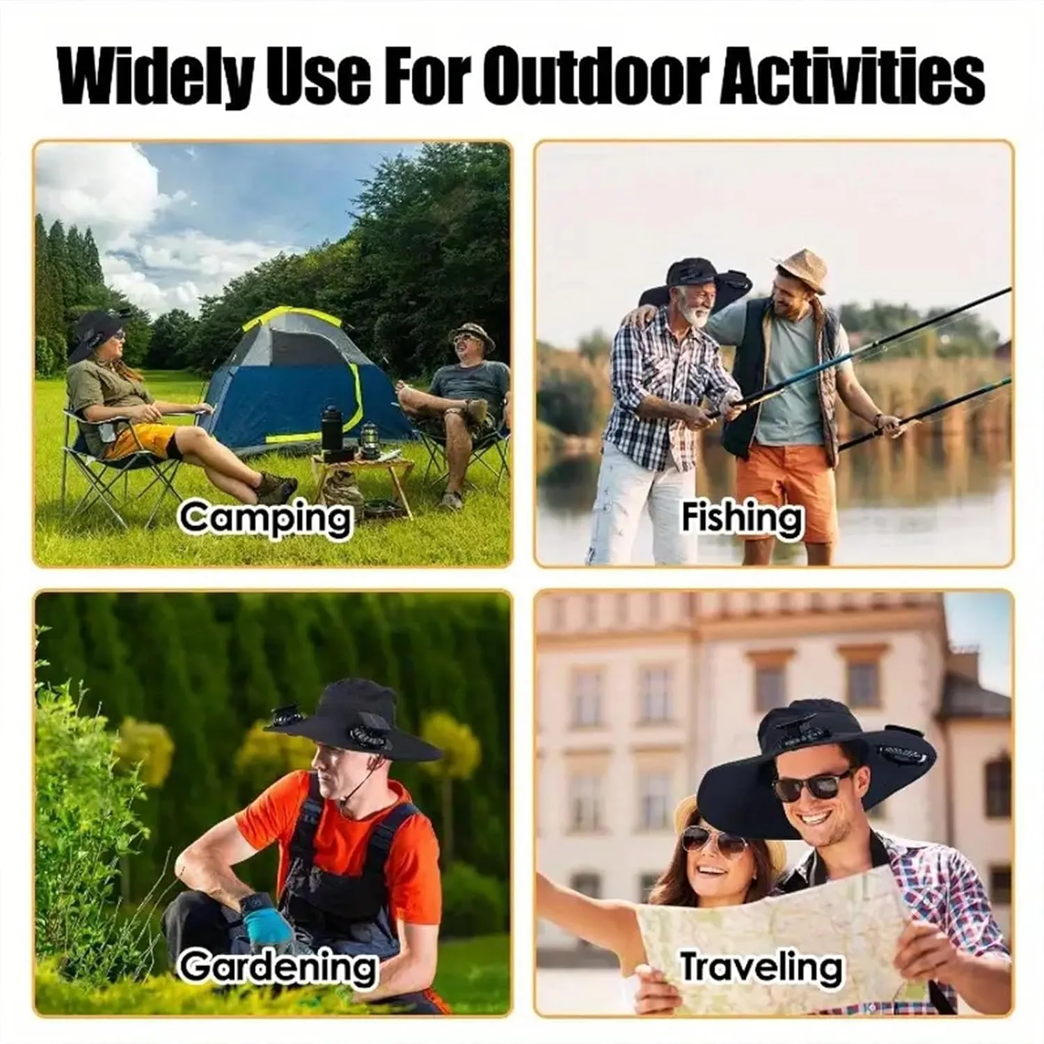 Solar Fan Hat,Sombrero con ventilador Solar,Solar Powered Outdoor Fishing hat,2 Solar Fan