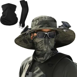 Solar Fan Hat,Sombrero con ventilador Solar,Solar Powered Outdoor Fishing hat,2 Solar Fan