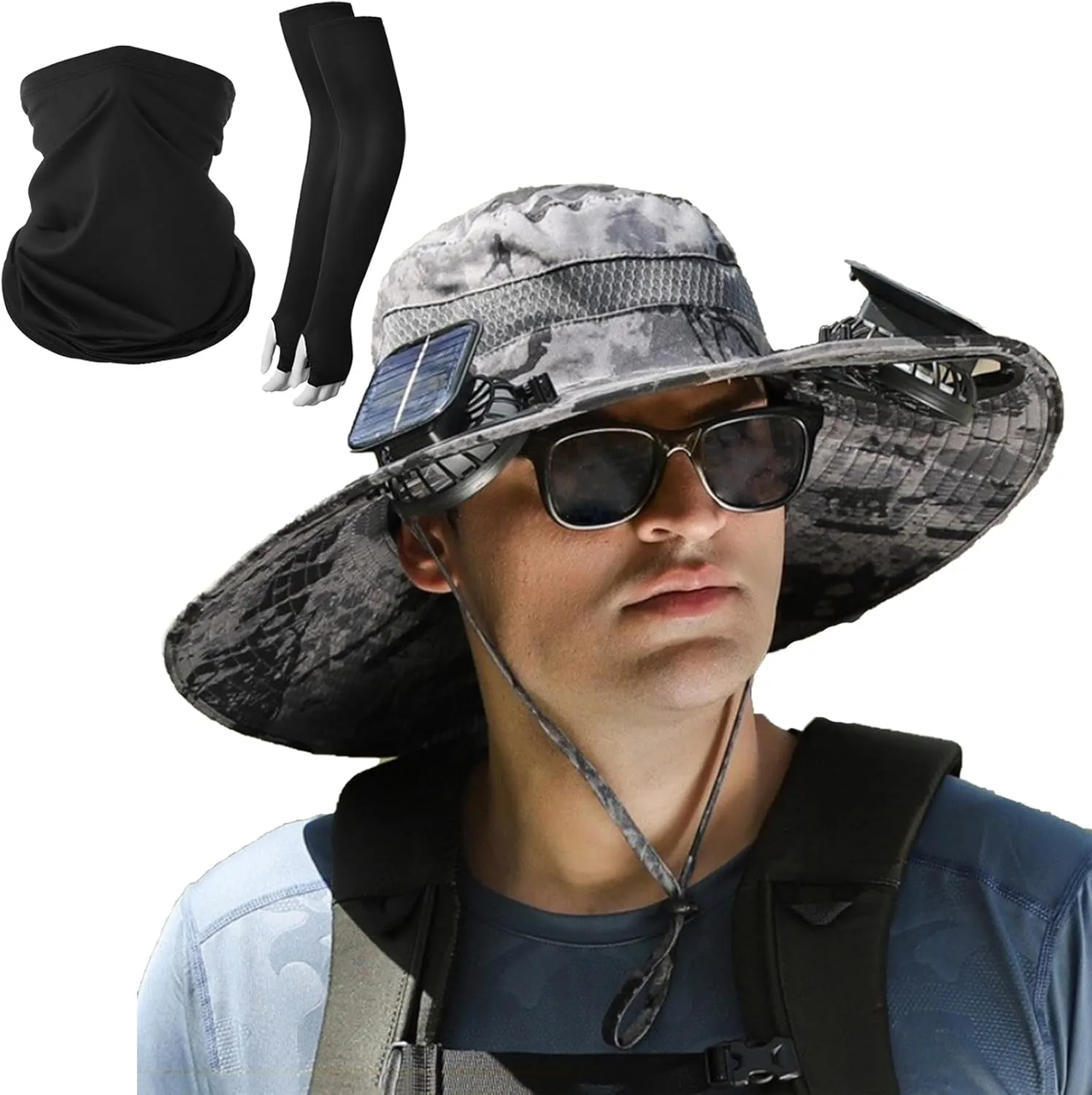 Solar Fan Hat,Sombrero con ventilador Solar,Solar Powered Outdoor Fishing hat,2 Solar Fan