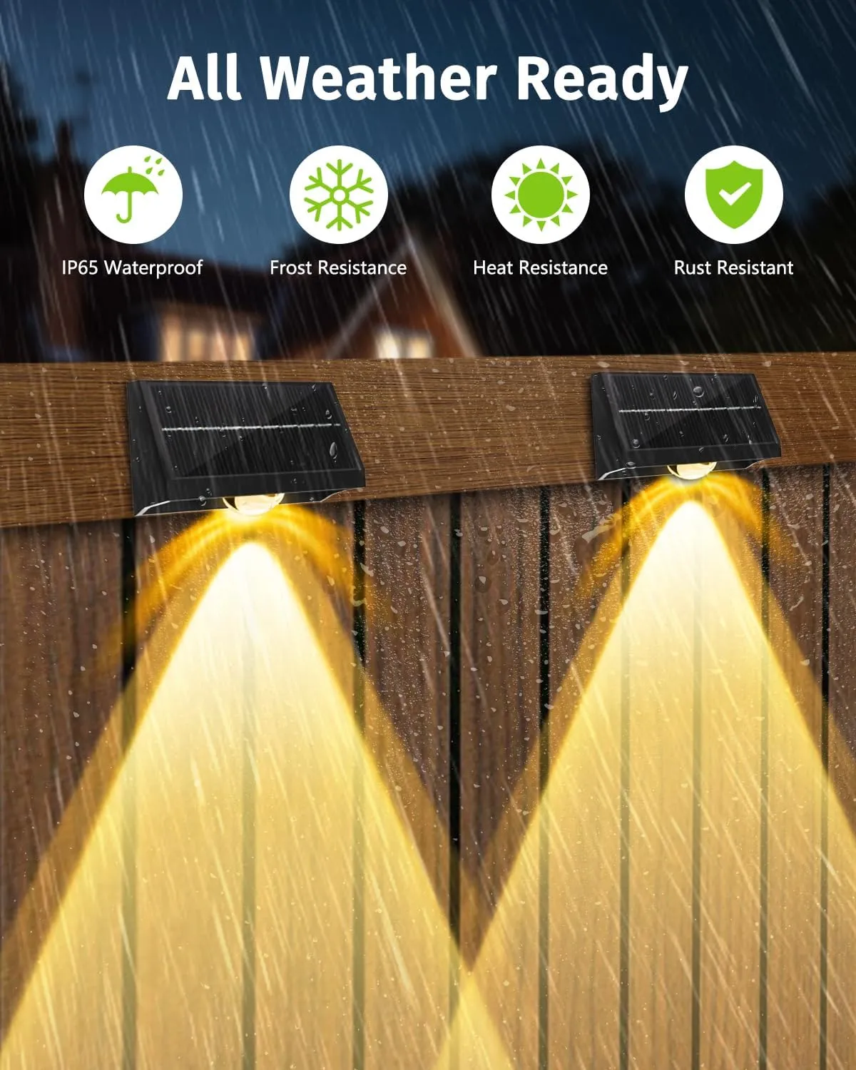 Solar Fence Lights Outdoor Waterproof High Brightness LED Spot Lens Deck Lights 7 Mode Warm & Cool White RGB Solar Powered Wall Lighting Decor for Outside Patio Step Backyard Railing Pool - 8 Pack