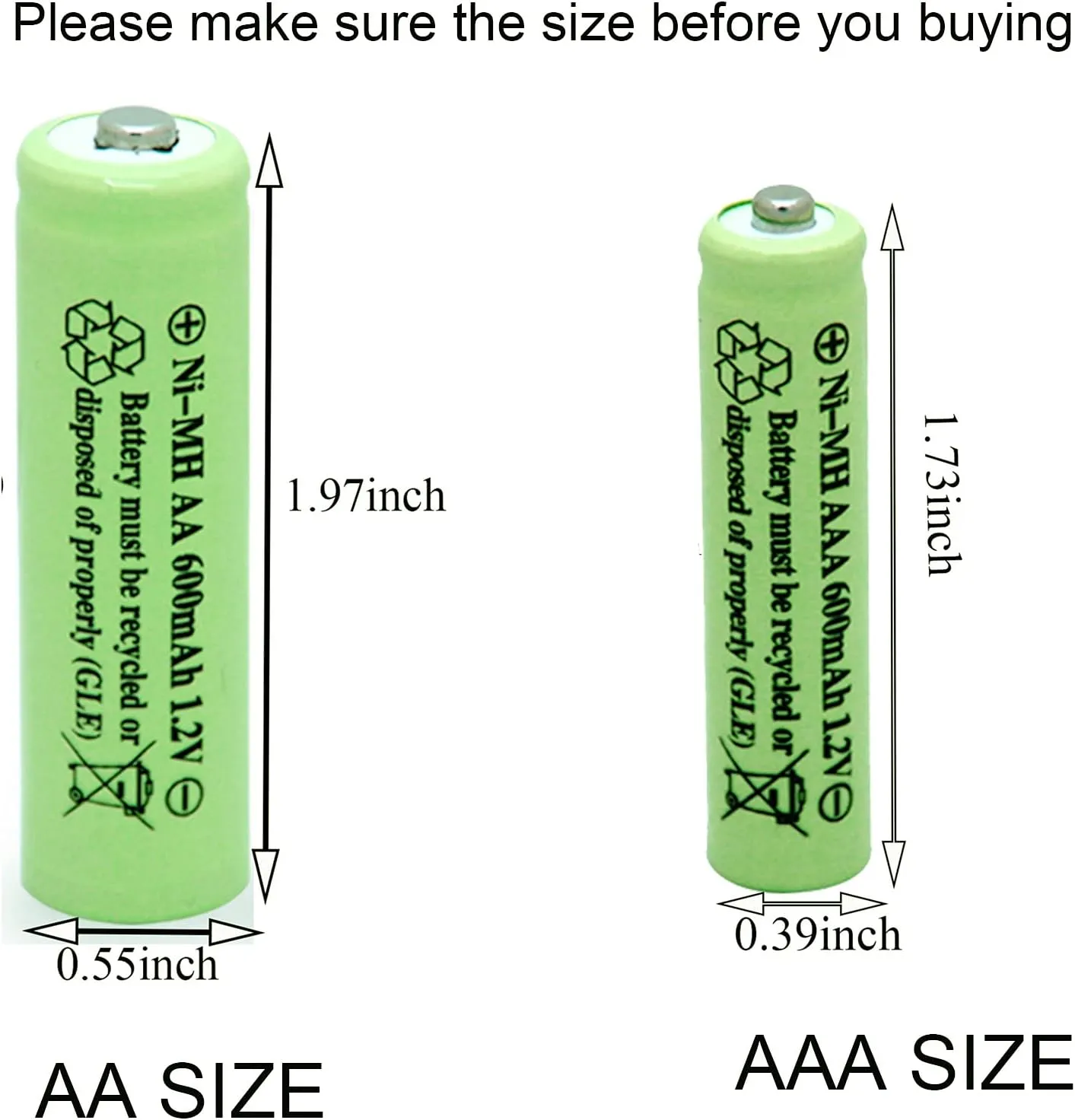 Solar Light Batteries AAA Triple A NiMH 600mAh 1.2V Rechargeable for Garden Solar Lights Remotes Mice(20Pcs)