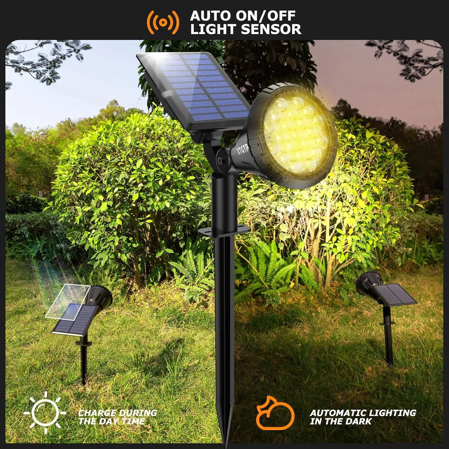 Solar Lights Outdoor, 2-in-1 Decorative Solar Landscape Lighting for Outside, IP67 Waterproof Garden Light Pathway Lighting Decor Led Landscape Lights for Yard Porch Fence Pool