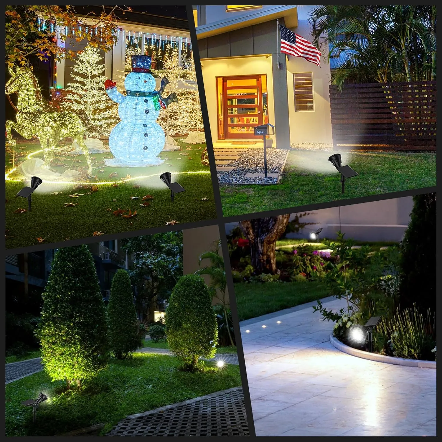 Solar Lights Outdoor, Ultra Bright 21 LEDs IP67 Waterproof Landscape Lighting for Outside, 2-in-1 Adjustable Solar Wall Lights for Garden Yard Pathway - Auto On/Off, 4 Pack (Cool White)