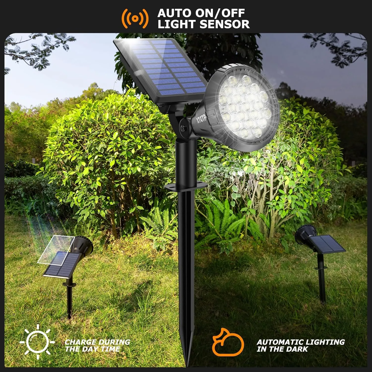 Solar Lights Outdoor, Ultra Bright 21 LEDs IP67 Waterproof Landscape Lighting for Outside, 2-in-1 Adjustable Solar Wall Lights for Garden Yard Pathway - Auto On/Off, 4 Pack (Cool White)