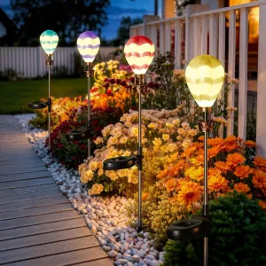 Solar Lights Outdoor Waterproof - 4 Pack Hot Air Balloon Solar Stake Lights for Pathway Garden Yard Path Lawn Decor Gift