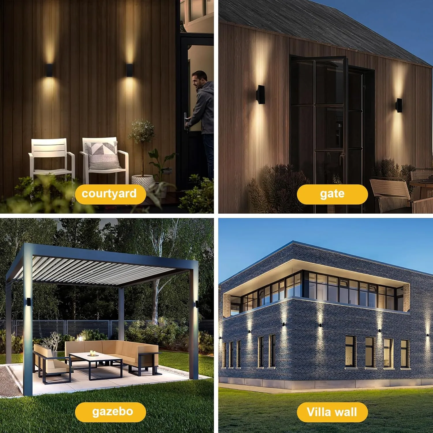 Solar Outdoor Lights, 3000K 700LM Solar Wall Lights Outdoor Up and Down, Dimmable Solar Sconce Lights, IP65 Waterproof Outdoor Solar Lights for Yard Patio Garage Porch, 1pcs
