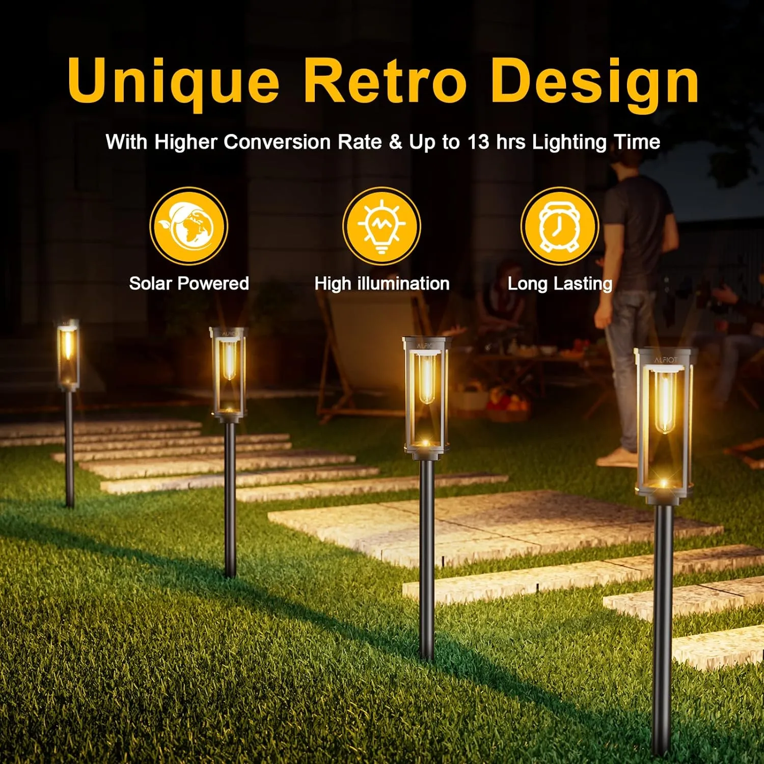 Solar Pathway Lights Outdoor Warm White 8-Pack Waterproof IP65, Auto On/Off Solar Powered Walkway Lighting for Driveway Yard Garden, Upgraded Landscape Lights Outside