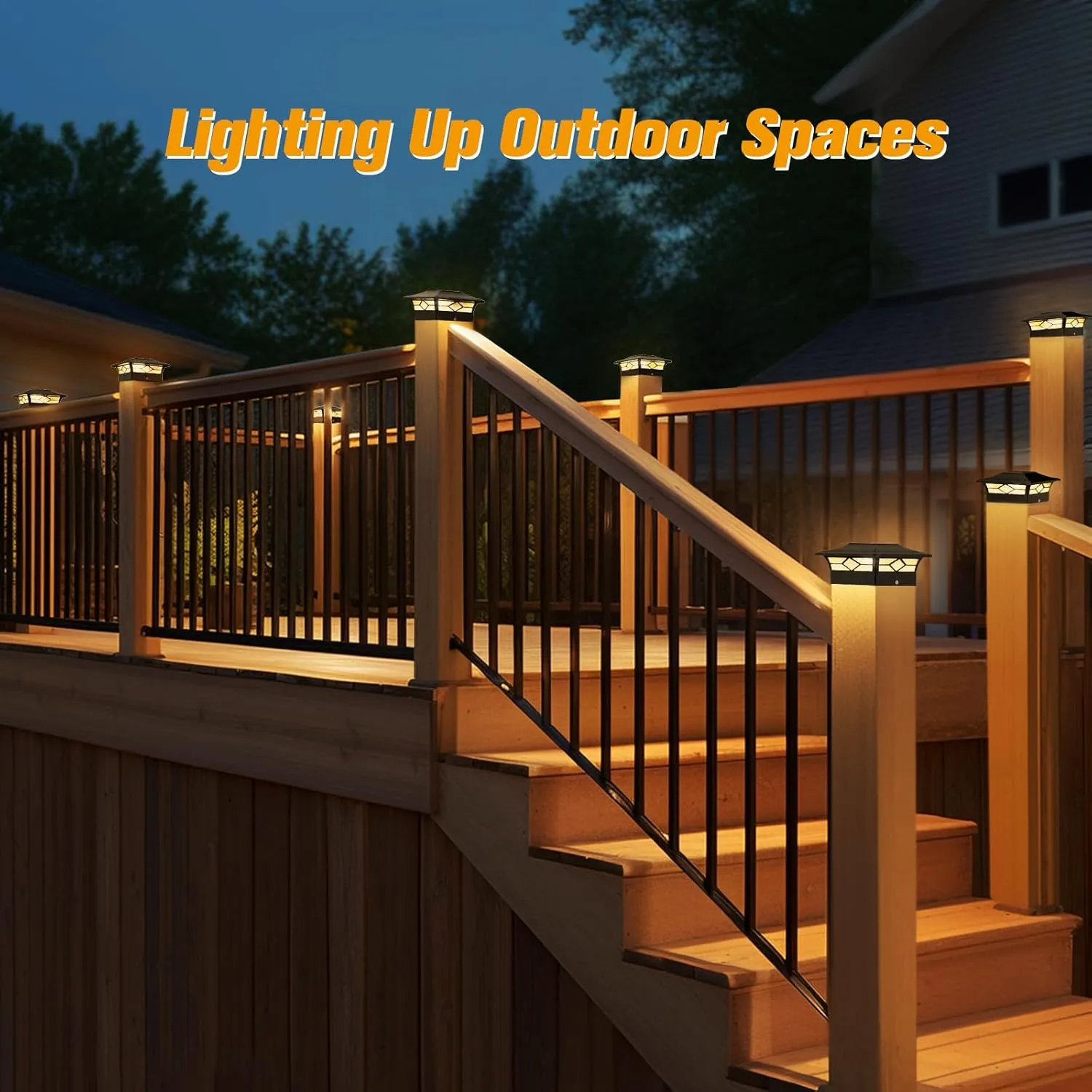 Solar Post Cap Lights Outdoor 4pack, Waterproof Solar Powered Deck Fence Post Lights for 4x4 Wood/Vinyl Posts, Solar Outdoor LED Light with Cool/Warm Lighting Decorate Garden Patio Porch…