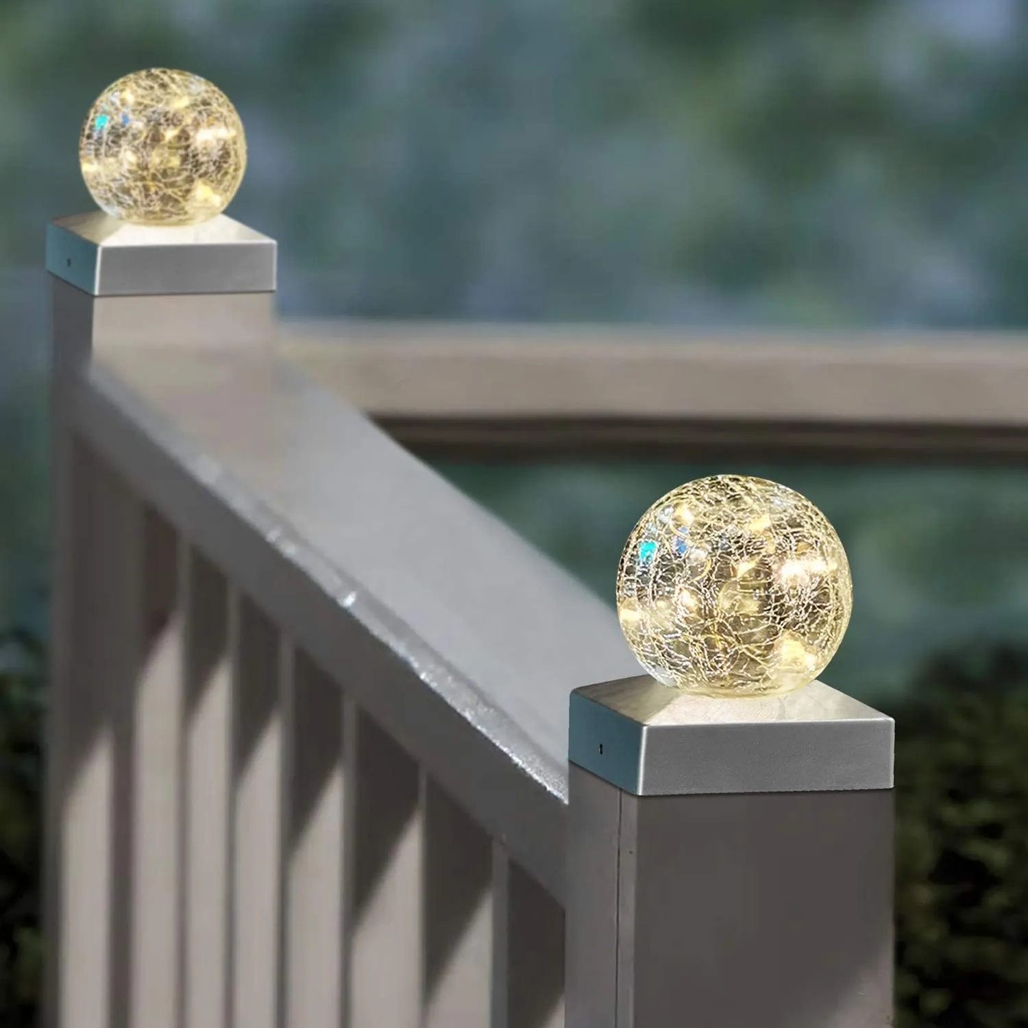 Solar Post Lights - Outdoor Post Cap Light for Fence Deck or Patio Garden Decoration Solar Powered Caps, LED Lighting, Lamp Fits 4x4 in - Warm White 4 Pack