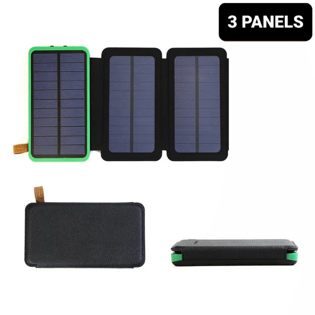 Solar Power Bank Waterproof wireless 30000mAh QI fastest charger 2 USB port with 3 and 5  pannels