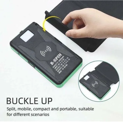 Solar Power Bank Waterproof wireless 30000mAh QI fastest charger 2 USB port with 3 and 5  pannels