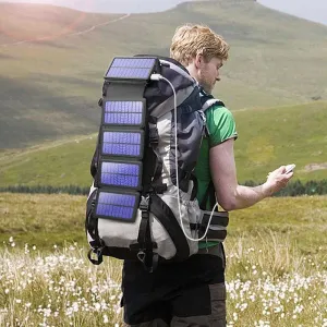 Solar Power Bank Waterproof wireless 30000mAh QI fastest charger 2 USB port with 3 and 5  pannels