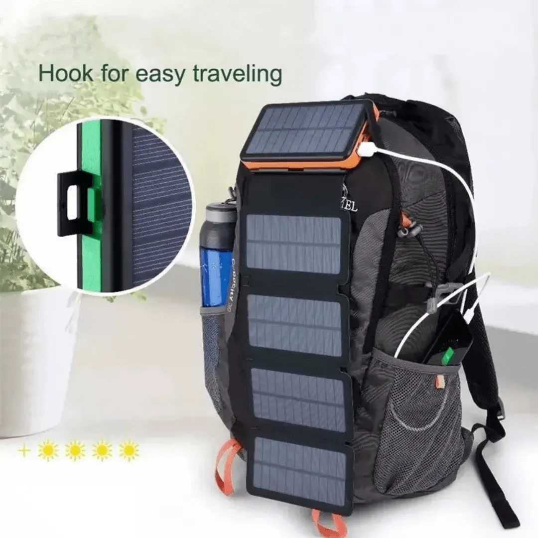 Solar Power Bank Waterproof wireless 30000mAh QI fastest charger 2 USB port with 3 and 5  pannels
