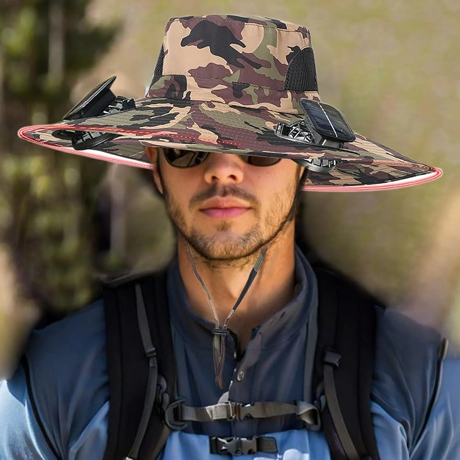 Solar Powered Fan Cooling Hat – for Outdoor Work and Fishing,Wide Brim Sun Hat for Men Fishing Hats with 2 Solar Fan