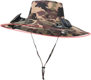 Solar Powered Fan Cooling Hat – for Outdoor Work and Fishing,Wide Brim Sun Hat for Men Fishing Hats with 2 Solar Fan