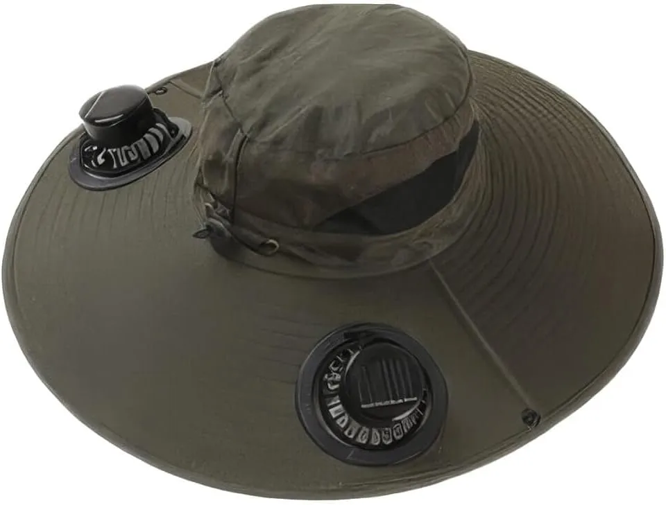 Solar Powered Fan Hat for Men Women Wide Brim Hat with 2 Fans UPF 50  Outdoor Fishing Beach Sun Hat