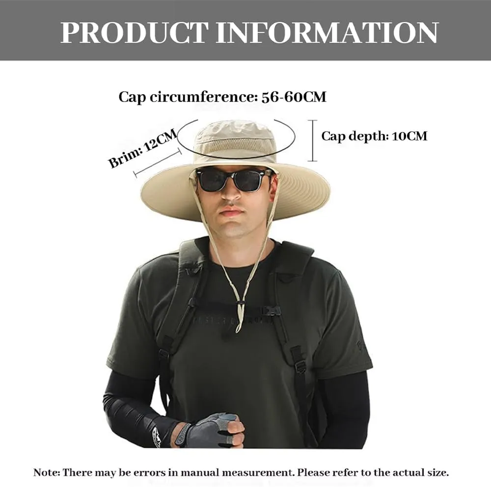 Solar Powered Fan Hat, Outdoor Wide Brim Sun Hat with USB Charging Includes 2 Solar 3 Speed Adjustable Fans