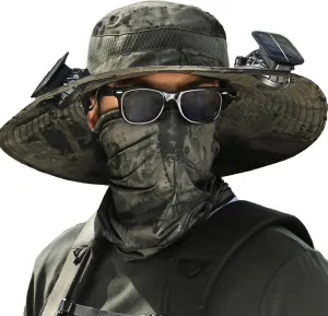 Solar Powered Fan Hat, Outdoor Wide Brim Sun Hat with USB Charging Includes 2 Solar 3 Speed Adjustable Fans