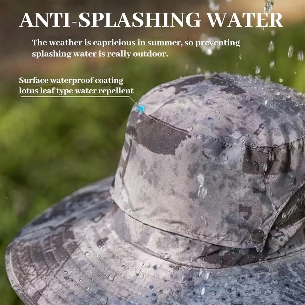 Solar Powered Fan Hat, Outdoor Wide Brim Sun Hat with USB Charging Includes 2 Solar 3 Speed Adjustable Fans