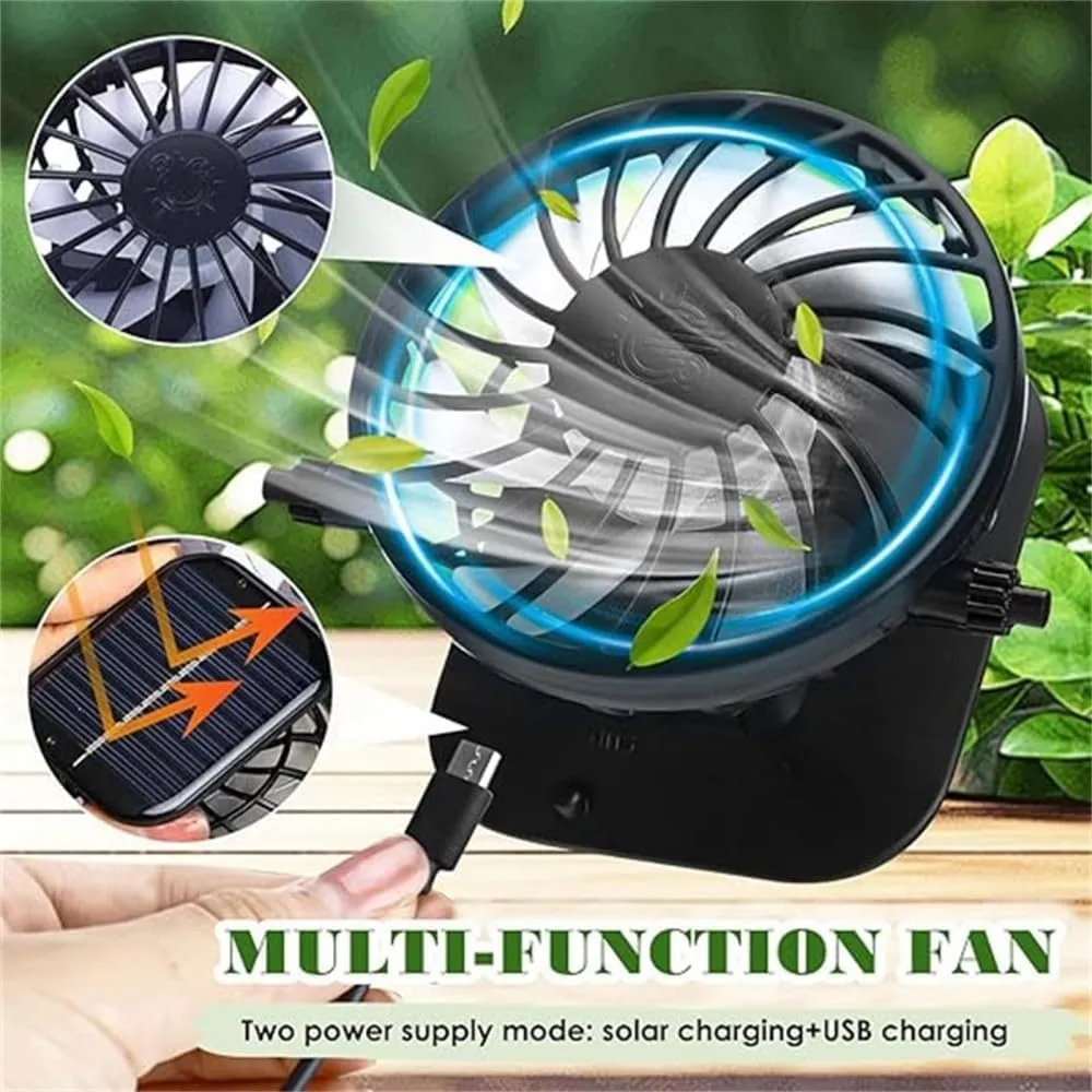 Solar Powered Fan Hat, Wide Brim Fishing Hat, USB Charging, Solar Powered with 2 Solar Fan Built