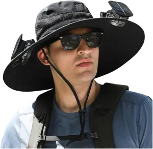Solar Powered FanHat, Solar Fan Hat with Fans Solar Power, Outdoor Wide Brim Sun Hat with Solars Fan