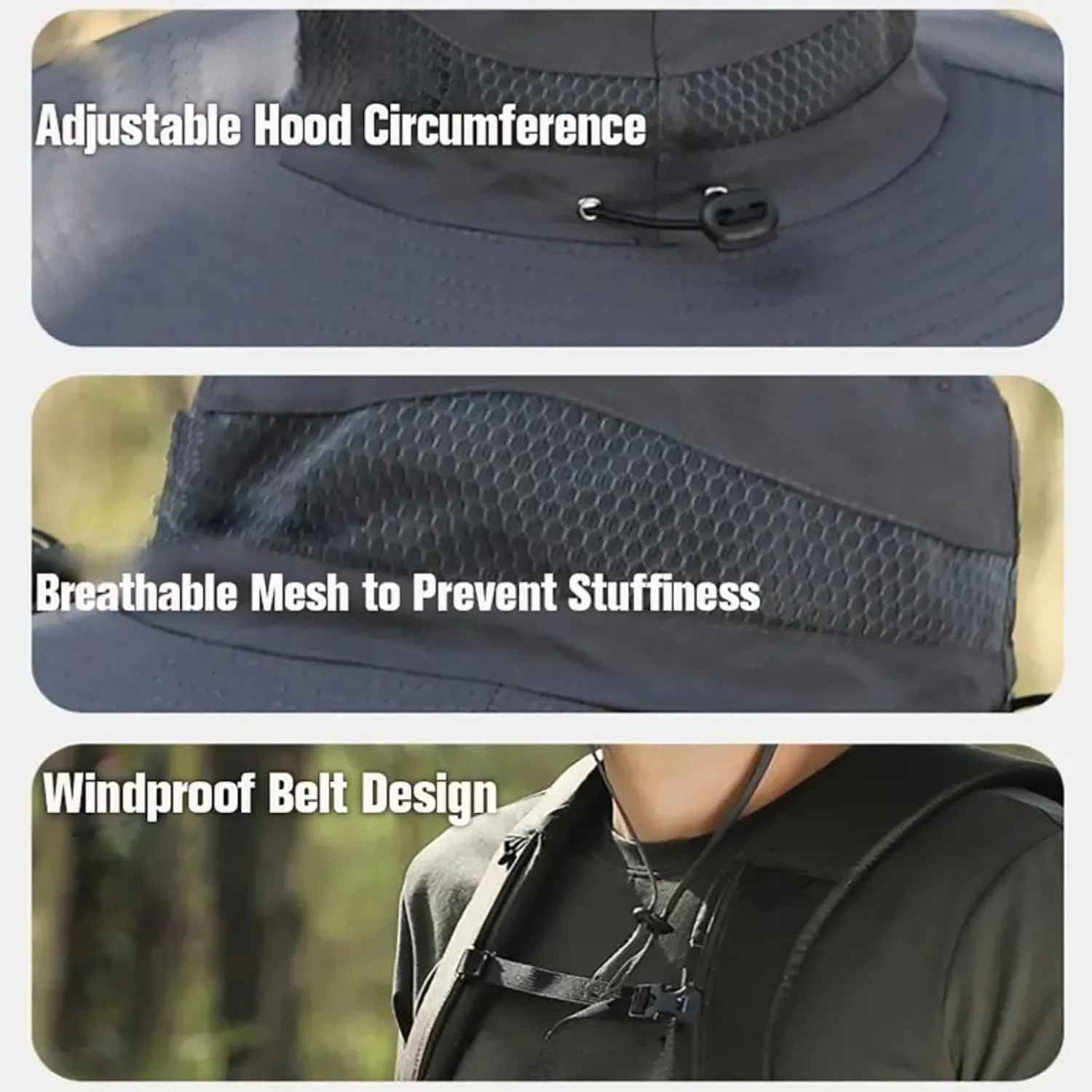 Solar Powered Fishing Hat with Fans - UPF 50  Wide Brim Sun Protection Hat, Cooling & Lightweight, Waterproof for Hiking