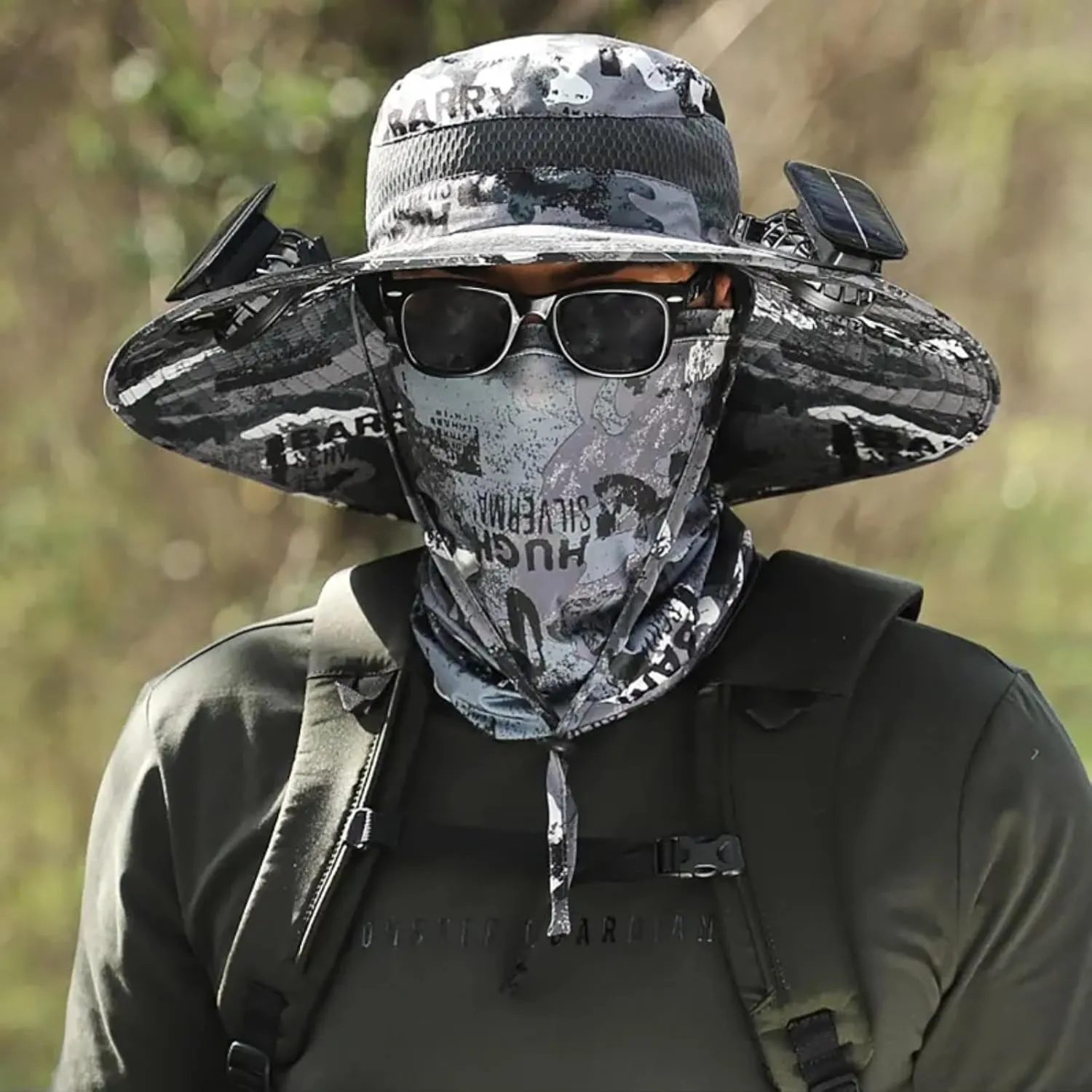 Solar Powered Fishing Hat with Fans - UPF 50  Wide Brim Sun Protection Hat, Cooling & Lightweight, Waterproof for Hiking