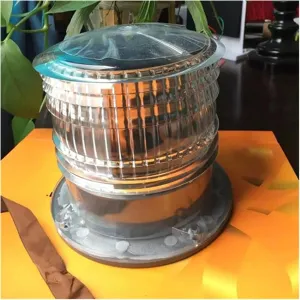 Solar Powered Marine Boat Navigation Light Round Warning Light for Pier Airport Dock Construction Use (Color : Green) (White)