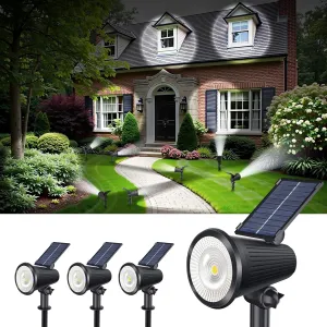 Solar Powered Spotlights Outdoor Waterproof Sunset Spot LED Lamp Ultra Bright for Tree, Flag, Lawn, Statue, Pool, Garden, House, Wall, Yard, Path Outdoor Landscape Uplighting 4 Pack Cool White